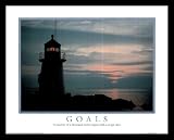 Goals Motivational Lighthouse Quality Gold Wood-Mounted Art Poster Print - 16