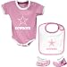 Reebok Dallas Cowboys Newborn Pink Creeper, Bib, And Bootie Set Size: 6-9 Months