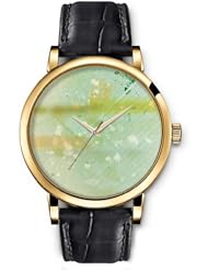 SPRAWL Aanalog Fashion Series Gold Ladies Watches of Genuine Black Leather Strap,Unique Wrist Watch for Women Girls Designed with Yellowish white spots and bars