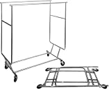 Double Rail Collapsible Rolling Garment Clothing Rack