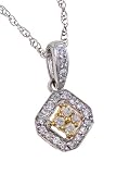 14K Two Tone Diamond Octagon Pendant