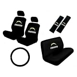 11 Piece NFL Auto Interior Gift Set - San Diego Chargers - A Set of 2 Seat Covers, 1... by A P Products