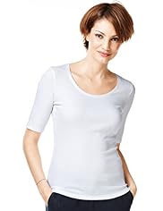 Pure Cotton Scoop Neck T-Shirt with Stay New™