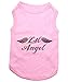 Parisian Pet Dog Tshirt - Embroidered “ Lil Angel “ Girl Dog Shirt - 100% Cotton, Lightweight Dog Clothes Female - Sleeveless Pink Dog Tee Shirts - Dog Shirt for Large Dogs - L