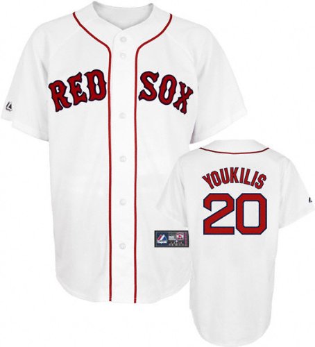 MLB Youth Boston Red Sox Kevin Youkilis White Home Short Sleeve 6 Button Synthetic Replica Baseball Jersey Fall 2011  (White, Small)