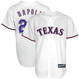 Men's Mike Napoli #25 Texas Rangers MLB Home Replica Jersey by Majestic Athletic (White-Royal)(Size=MEDIUM)