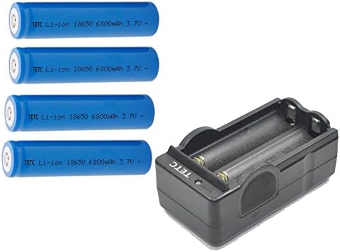 4Pcs TETC 18650 3.7V 6800mAh Lithium Ion Parallel Battery with dual Charger