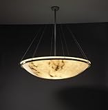 IMAGE OF Justice Design Group FAL-9697-DBRZ Dark Bronze LumenAria Alabaster Stone / Glass Eight Light Bowl Pe
