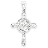 14k White Gold Celtic Cross Pendant