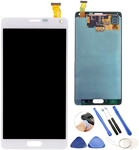 Cellpparts OEM Samsung Galaxy NOTE 4 LCD Display Screen Touch Digitizer Assembly Replacement + Stylus Flex + Repair Tools Set with Samsung logo for N910, N910A,N910T, N910V, N910P, N910R4 (White)