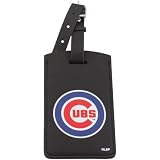 MLB Chicago Cubs Black Leatherette Printed Logo Bag Tag