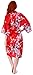 Simplicity Luxurious Kimono Robe in Silky Peacock Floral Print.Pockets, Red