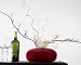 Green Floral Crafts Round Red Bamboo Vase & White Sword Lilies