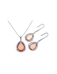 Nickel Free Sterling Silver Pendant & Earring Sets Champagne Teardrop CZ Set