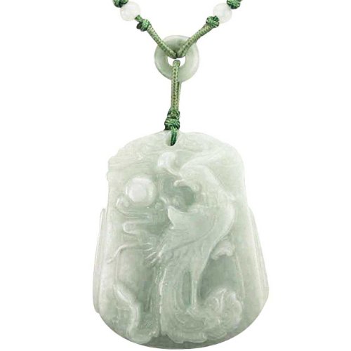 Natural Grade A Jadeite Jade Hand Carved Phoenix Pendant Necklace