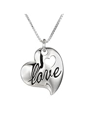 Sterling Silver "Love" with Double Hearts Pendant Necklace, 18"