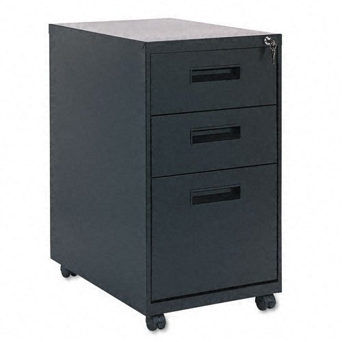 Three-Drawer Mobile File Pedestal 23-1/4d Black