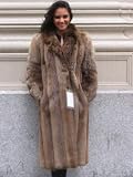 SUPERB NATURAL BEAVER FUR COAT sz6 #3444