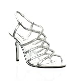 Womens Strappy Slingback Diamante Low Heel Sandals