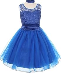 Tea Length Lace Sequined Tulle  Dress