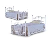 IMAGE OF 2 Sets! White Metal Twin Headboard & Footboard with Frame