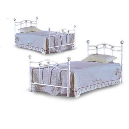 2 Sets! White Metal Twin Headboard & Footboard with Frame