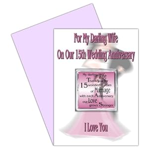 Wife 15th Wedding Anniversary Card With Removable Magnet ...