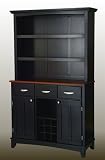 Wine Rack Buffet with Open Hutch - Black/ Cherry