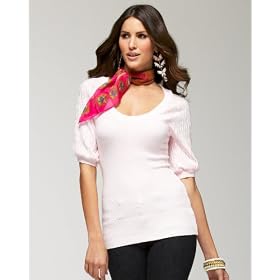 bebe Pointelle Detailed Sweater Top