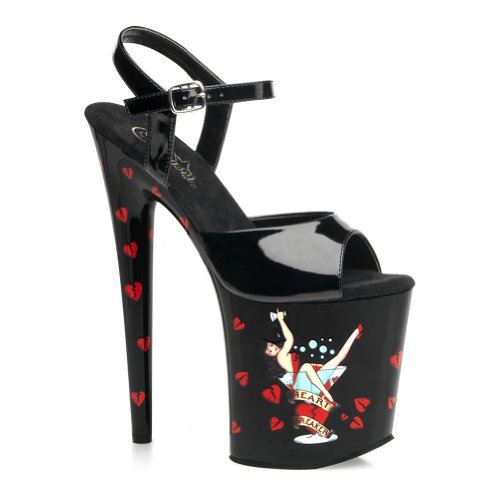8 Inch Sexy Stripper Shoes High Platform Sandals Ankle Strap Pin Up Martini Glass Shoes Size: 9
