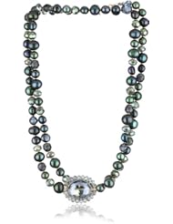 Dana Kellin "Indigo Mix" Wrapped Side Long Beaded Pendant Necklace