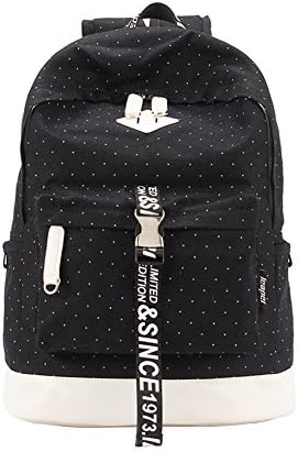 DE Canvas Backpack Fashion Korean Preppy Style Backpack Daypacks Multi-function Computer Bag SchoolBag Sports Bag High-capacity Travel Bag,black