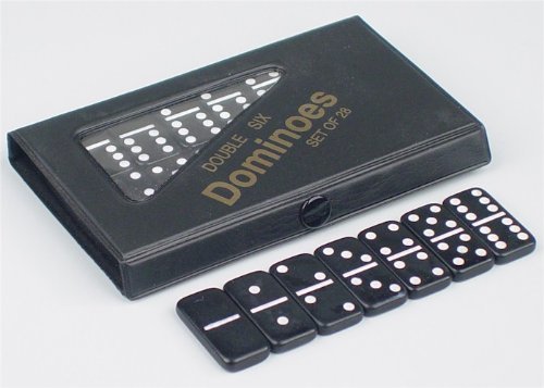 Mini Double 6 Black Dominoes