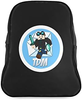 LJSWG Classic TheDiamondMinecart Dan TDM Logo Children School High-grade PU Leather Backpack Bag Shoulder Bag