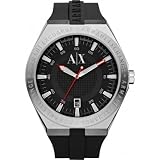 Image of Armani Exchange AX1219 Mens Etched Logo Silicone Strap Watch