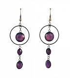 Earrings - E44 - 3-Drop Circle - Antique Gold Tone ~ Amethyst