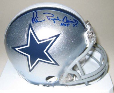 Michael Irvin Autographed/Hand Signed Dallas Cowboys Mini Helmet with Playmaker and HOF 07 Inscripti