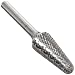 Bassett Cone Solid Carbide Bur, Uncoated (Bright) Finish, Double Cut, Plain End
