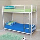Twin Size Convertible Metal Bunk Bed in White Finish