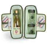 Picnic Time Estate Riviera Single Bottle Deluxe Wine Tote w/ Wine Service For 2 (Sage Green)