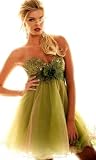 #125 SEQUIN BODICE GREEN LAYERS BALL GOWN DRESS