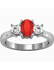 10K White Gold Ruby and Diamond Ring -- LIFETIME WARRANTY