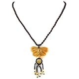 Peach Jade Stone Butterfly And Beads - Brown Necklace