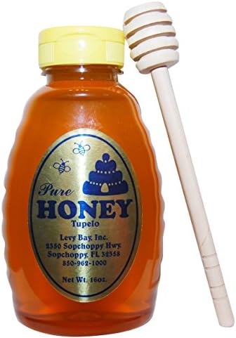 Raw Tupelo Honey 16 oz. with Honey Drizzler- Pure, Organic, Natural Honey, Unpasteurized with Natural Pollens