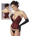 Gothic Satin Vollbrust Korsett / Corsage rot-schwarz