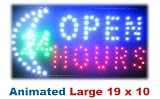 Open 24 Hours Moon Bright Led Signs Neon Business Motion Light Sign. On/off with Chain 19*10*1 Blt120