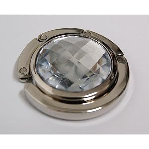 White Crystal Diamond Foldup Handbag Purse Hook Hanger Caddy