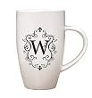 Monogram Elegant Initial 10oz. Ceramic Tapered Coffee Mug - W Monogram Elegant Initial 10oz. Ceramic Tapered Coffee Mug - W