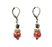 Earrings - E248 - Hand Painted Wood Bead and Fire-Polished Glass Beads - Antique Gold Tone