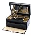 Large sized rectangular jewelery box in black leather with removeable travel case by Wolf Designs